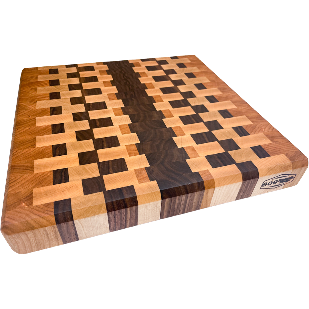 Striped Pattern End Grain Chopping Block