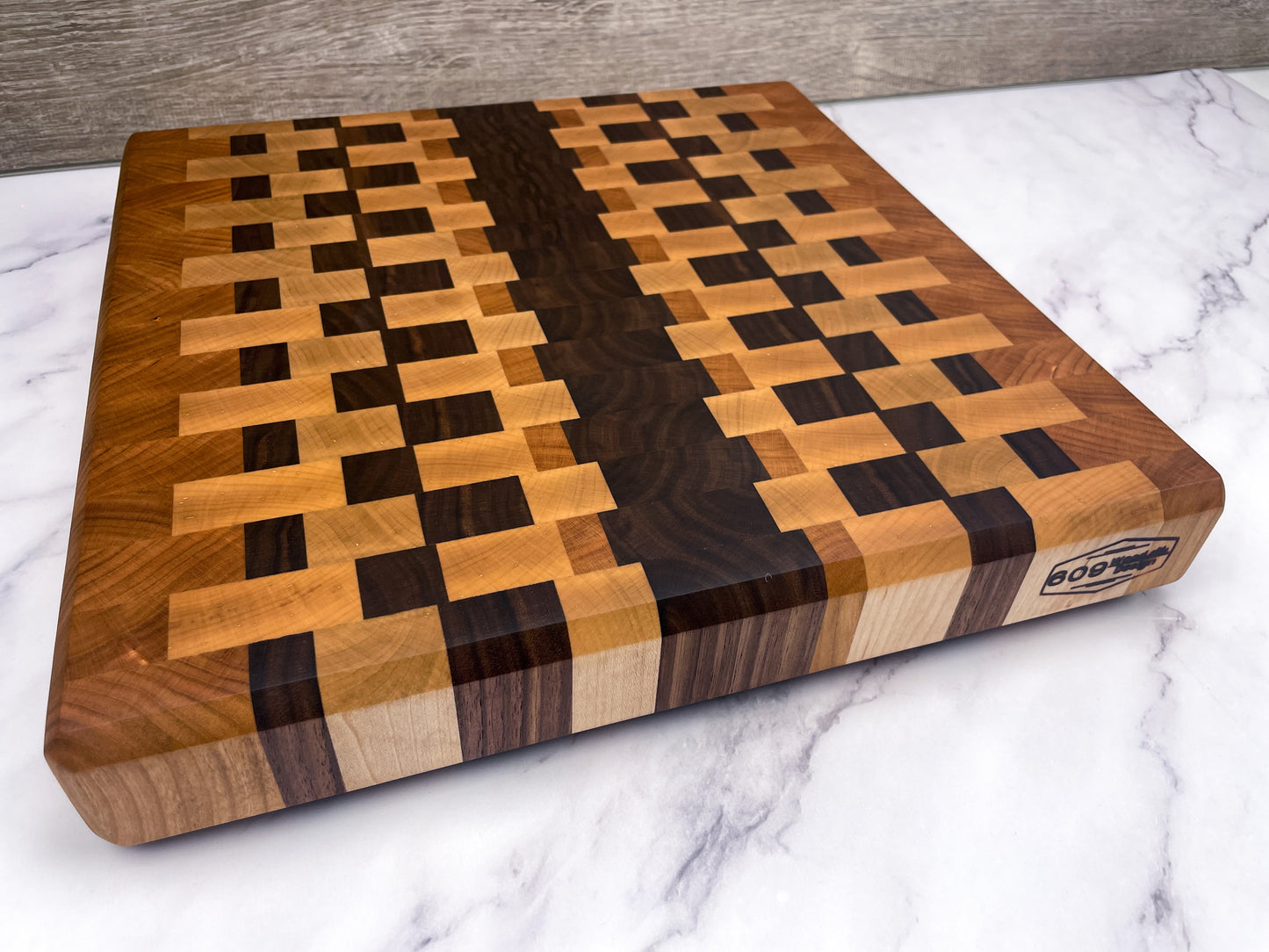 Striped Pattern End Grain Chopping Block