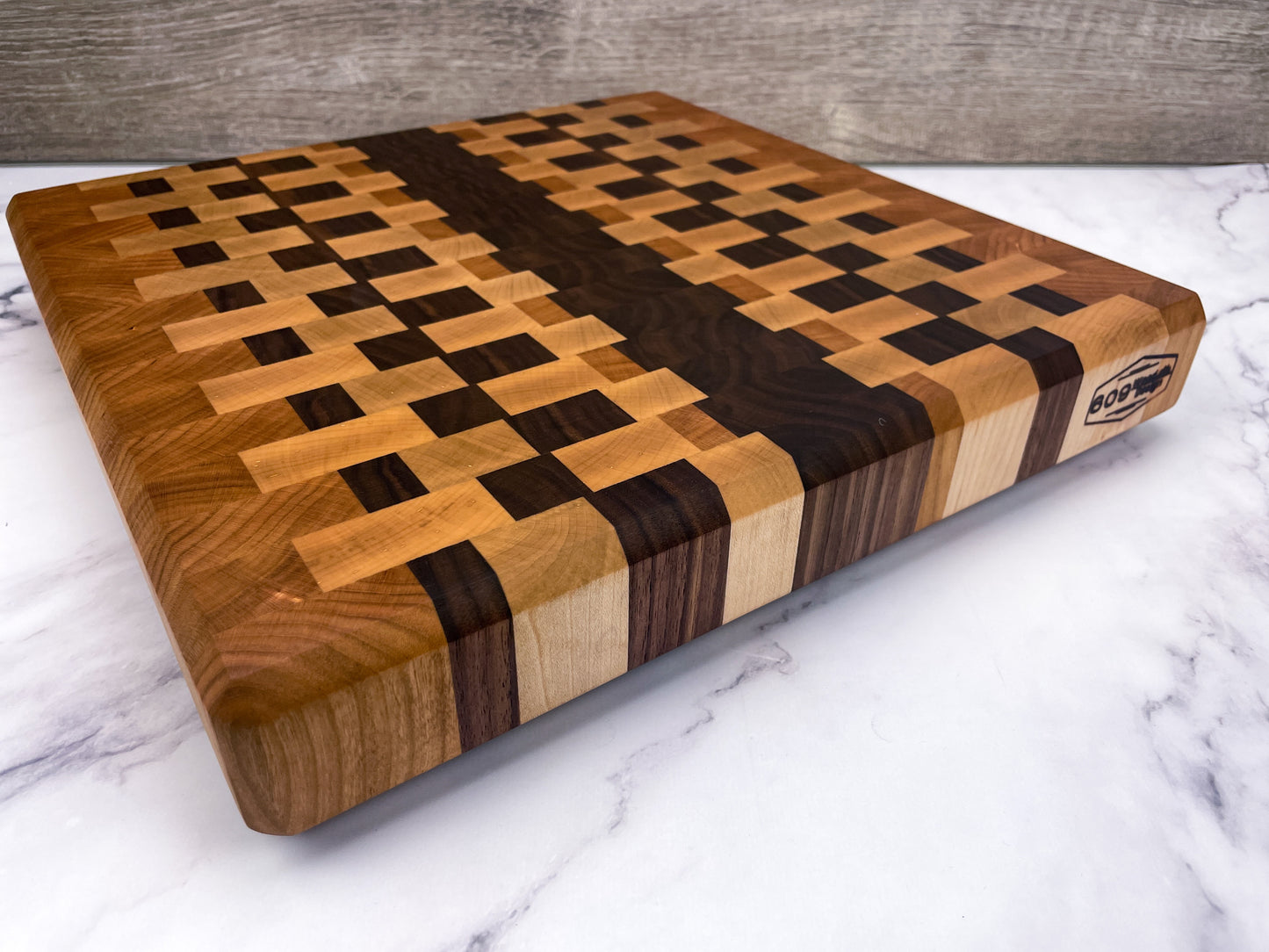 Striped Pattern End Grain Chopping Block