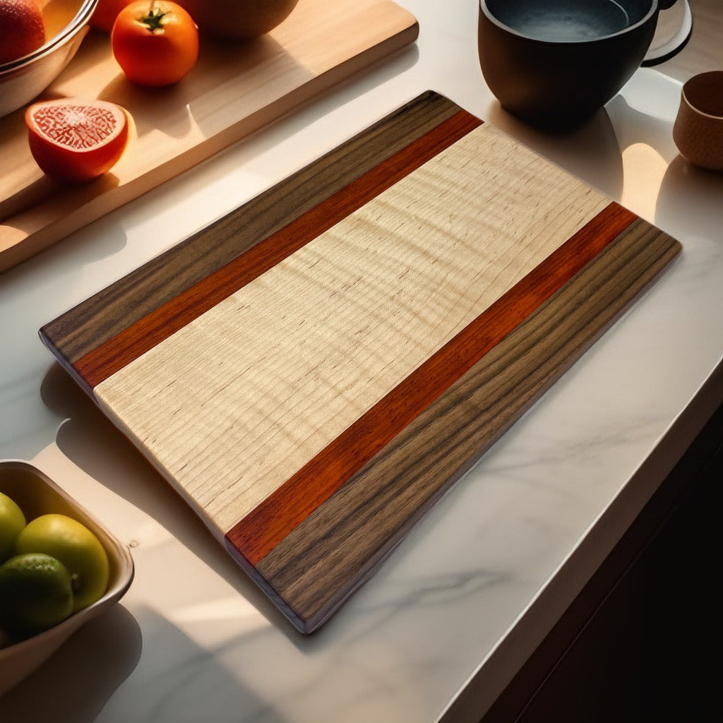 Curly Maple, Walnut, Padauk - Cutting Board (Everyday Series)